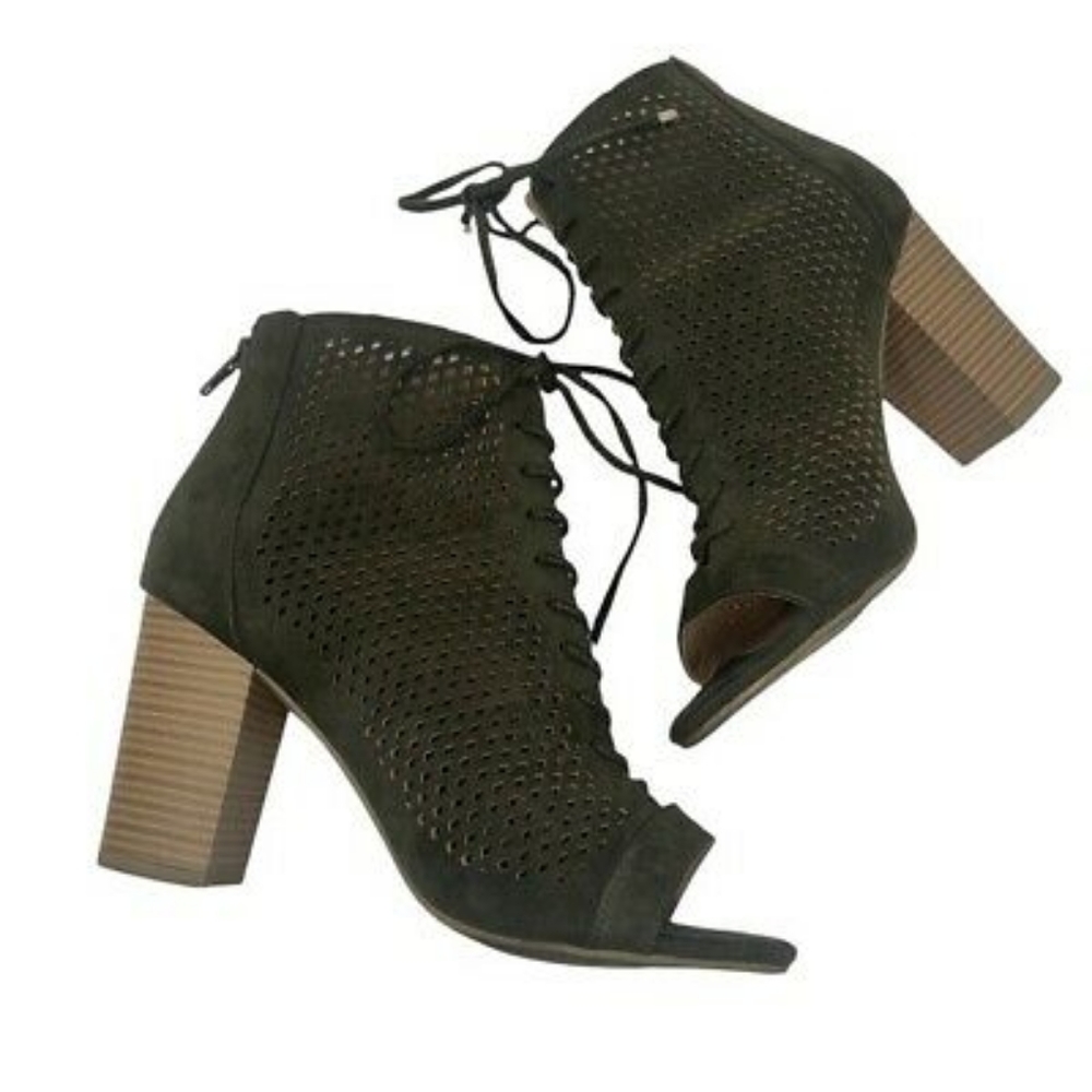 "Report" Olive Green, Lace Up, Peep toe Heels!